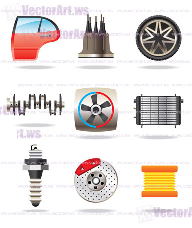 Car parts and symbols - vector illustration