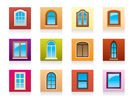 Plastic aluminum and wooden windows - vector illustration