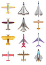 Different airplanes icons set - vector illustration