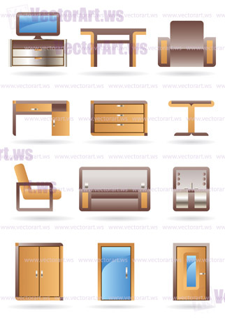 Furniture icons set - vector illustration