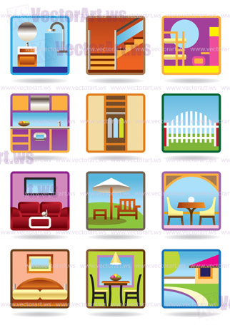 Home and gerden furniture icon set - vector illustration