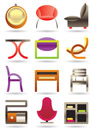 Contemporary home furniture icons set - vector illustration