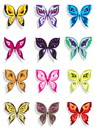 Butterfly with shadow in twelve variations - vector illustration