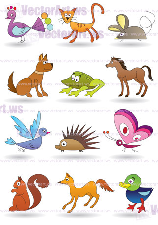 Toys with animals for kids icons set - vector illustration