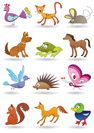 Toys with animals for kids icons set - vector illustration