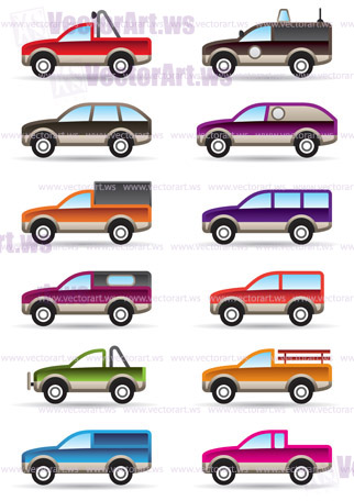 Different off road and SUV cars  - vector illustration