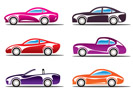 Luxury sport cars silhouettes - vector illustration