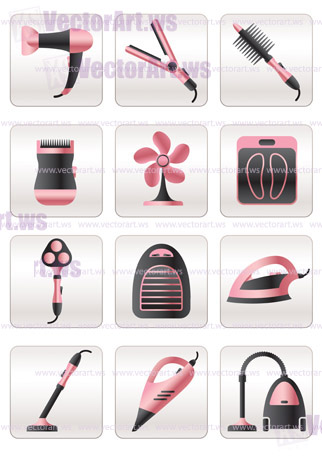 Cosmetic, cleaning and heating appliances - vector illustration