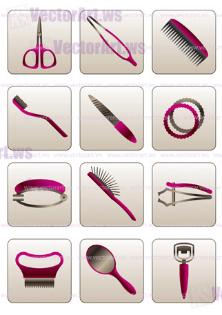 Hair and skin beauty care cosmetic accessories - vector illustration