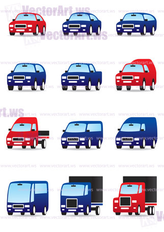 Road private and public transport icons set - vector illustration