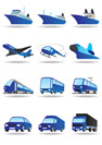 Road, sea and space transport icons set - vector illustration