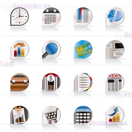 Business and Office Realistic Internet Icons - Vector Icon Set 3