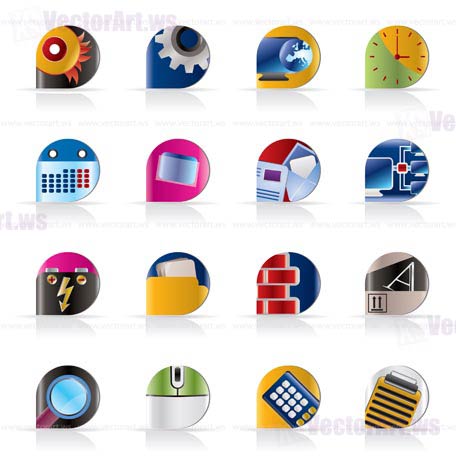 Computer, mobile phone and Internet icons -  Vector Icon Set