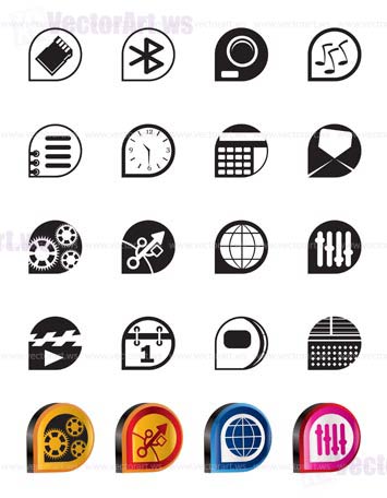 Simple phone  performance, internet and office icons - vector Icon Set