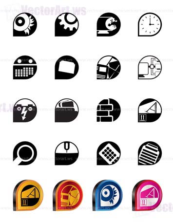 Computer, mobile phone and Internet icons -  Vector Icon Set