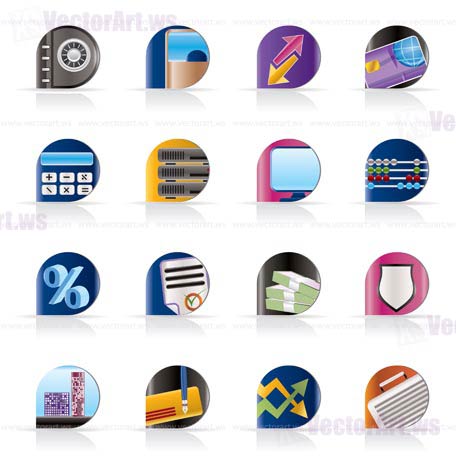 bank, business, finance and office icons - vector icon set