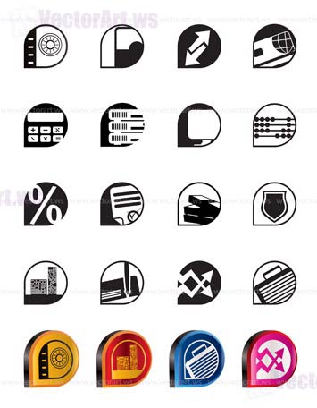 Simple bank, business, finance and office icons - vector icon set