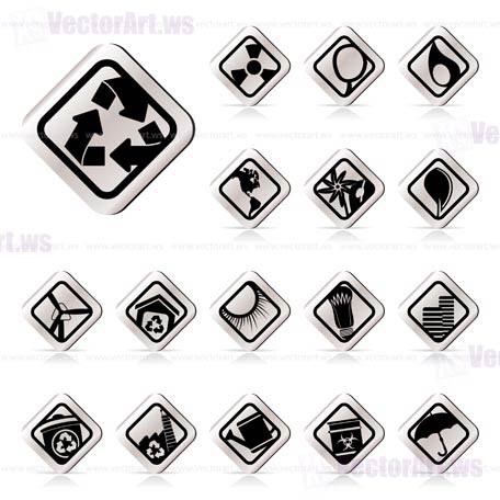 Simple Ecology icons - Set for Web Applications - Vector