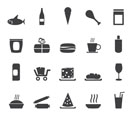 Silhouette Shop and Foods Icons - Vector Icon Set