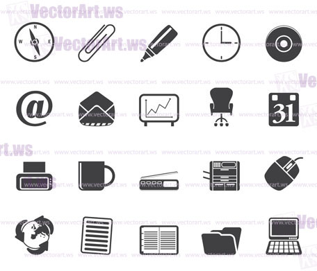 Silhouette Office tools icons - vector icon set 2