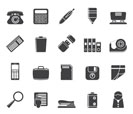 Silhouette Simple Office tools Icons vector icon set 3