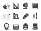 Silhouette School and education icons - vector icon set