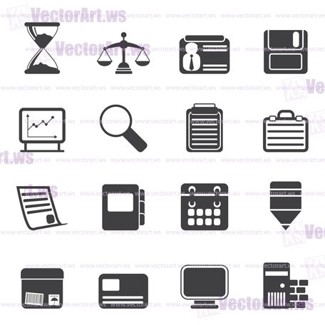 Silhouette Business and office  Icons  vector icon set