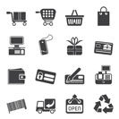 Silhouette Simple Online Shop icons - Vector Icon Set