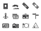 Silhouette Simple Travel and trip Icons- Vector Icon Set