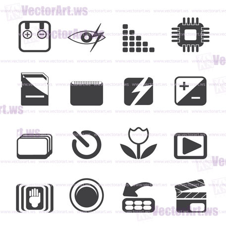 Silhouette Digital Camera  Performance - Vector Icon Set