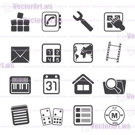 Silhouette Mobile Phone and Computer icon - Vector Icon Set