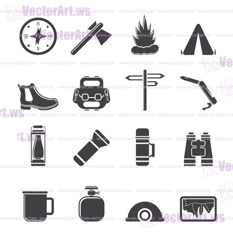 Silhouette Tourism and Holiday icons - Vector Icon Set