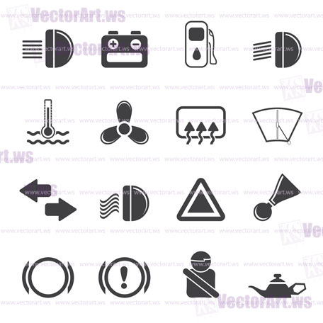 Silhouette Car Dashboard - simple vector icons set