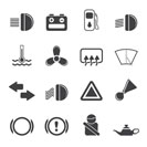 Silhouette Car Dashboard - simple vector icons set