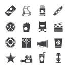 Silhouette Simple Cinema and Movie Icons - vector icon set