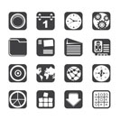 Silhouette Mobile Phone, Computer and Internet Icons - Vector Icon Set