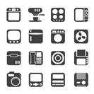 Silhouette Home and Office, Equipment Icons - Vector Icon Set