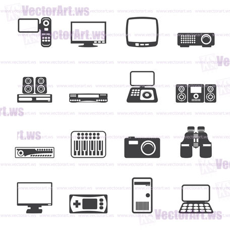 Silhouette Hi-tech equipment icons - vector icon set 2