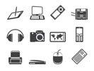 Silhouette Hi-tech technical equipment icons - vector icon set 3