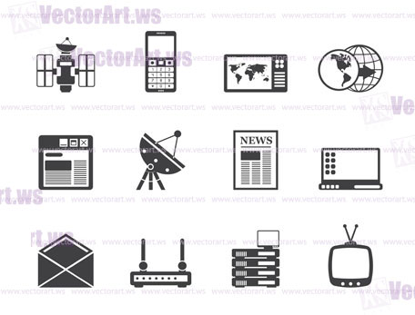Silhouette Communication and Business Icons - Vector Icon Set