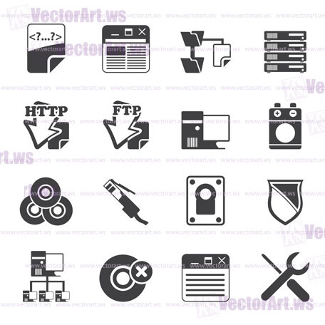 Silhouette Server Side Computer icons - Vector Icon Set