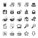 Silhouette 25 Simple Realistic Detailed Internet Icons - Vector Icon Set