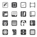 Silhouette Business, Office and Mobile phone icons - Vector Icon Set