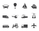 Silhouette Transportation and travel icons - vector icon set