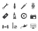 Silhouette Car Parts and Services icons - Vector Icon Set 1