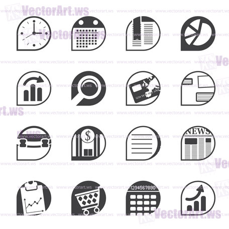 Silhouette Business and Office  Internet Icons - Vector Icon Set