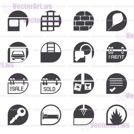 Silhouette Simple Real Estate icons - Vector Icon Set