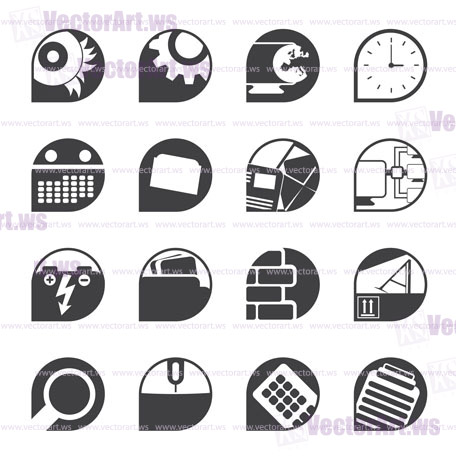 Silhouette Computer, mobile phone and Internet icons -  Vector Icon Set