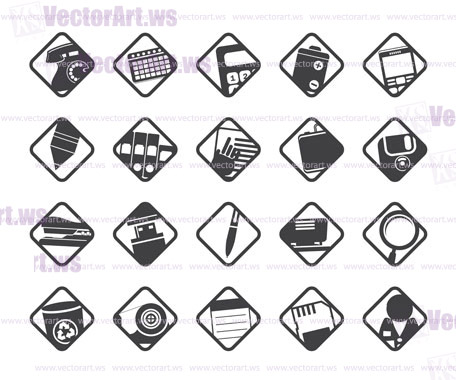 Silhouette Office tools icons -  vector icon set 3