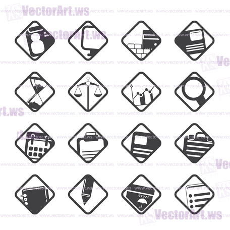 Silhouette Business and office icons - vector icon set